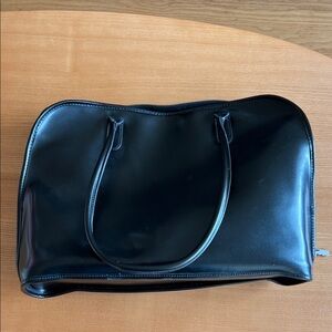 Elegant Jack Georges Black Leather Tote Bag